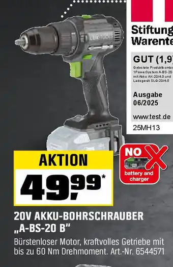 OBI LUX-TOOLS 20V AKKU-BOHRSCHRAUBER ,,A-BS-20 B" Angebot