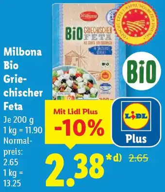 Lidl Milbona Bio Griechischer Feta Angebot