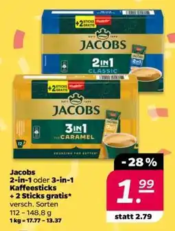 NETTO Jacobs 2-in-1 oder 3-in-1 Kaffeesticks + 2 Sticks gratis Angebot