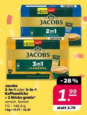 NETTO Jacobs 2-in-1 oder 3-in-1 Kaffeesticks + 2 Sticks gratis Angebot