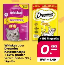 NETTO Whiskas oder Dreamies Katzensnacks + 50% gratis Angebot
