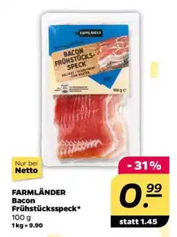 NETTO FARMLÄNDER Bacon Frühstücksspeck Angebot
