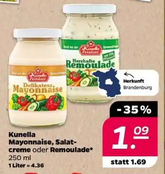 NETTO Kunella Mayonnaise, Salatcreme oder Remoulade Angebot