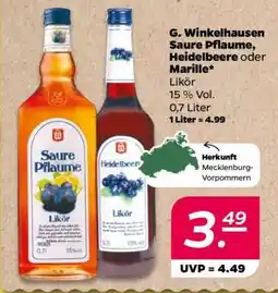 NETTO G. Winkelhausen Saure Pflaume, Heidelbeere oder Marille Likör Angebot