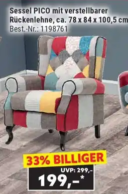 Norma Sessel PICO mit verstellbarer Rückenlehne, ca. 78 x 84 x 100,5 cm Angebot