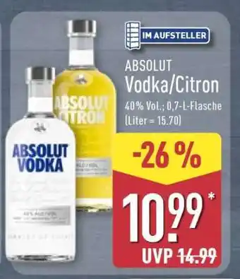 Aldi Nord ABSOLUT Vodka/Citron Angebot