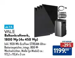 Aldi Nord VALE Balkonkraftwerk, 1800 Wp (4x 450 Wp) Angebot
