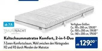 Aldi Nord Kaltschaummatratze Komfort 2-in-1-Duo Angebot
