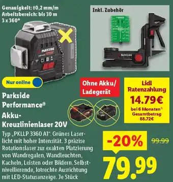 Lidl Parkside Performance Akku Kreuzlinienlaser 20V Angebot
