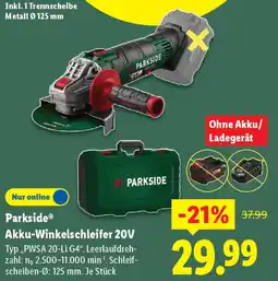 Lidl Parkside Akku-Winkelschleifer 20V Angebot