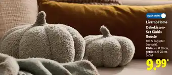 Lidl Livarno Home Dekokissen Set Kürbis Bouclé Angebot