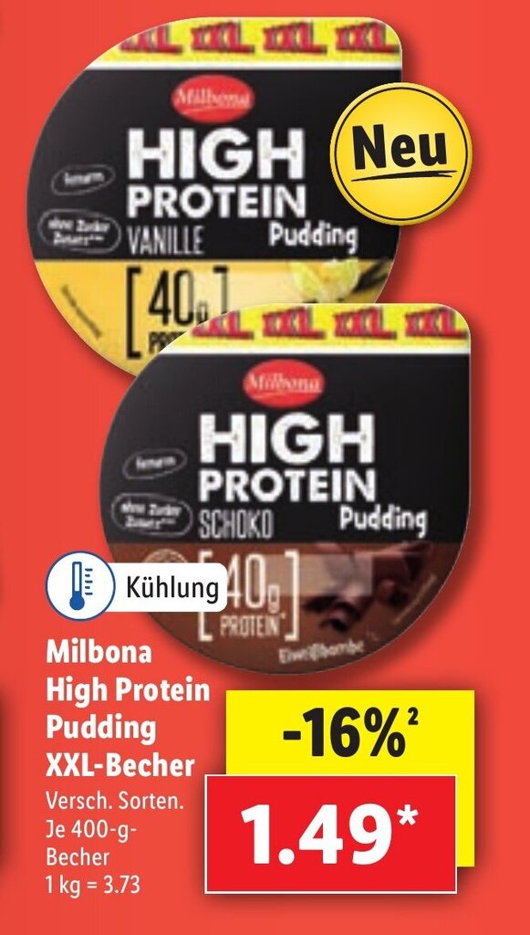 Milbona High Protein Pudding XXL Becher Angebot bei Lidl