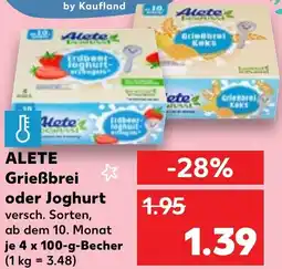 Kaufland ALETE Grießbrei oder Joghurt Angebot
