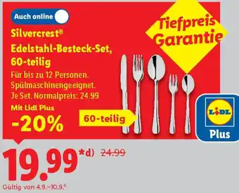 Lidl Silvercrest Edelstahl-Besteck-Set, 60-teilig Angebot