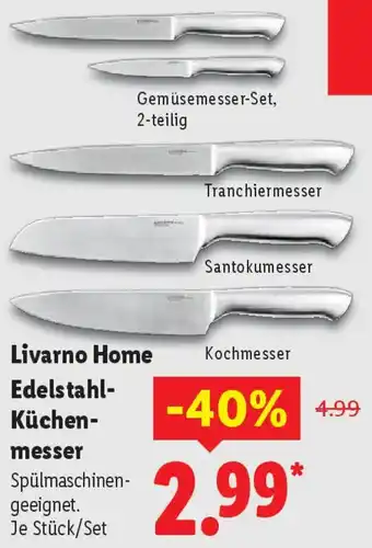Lidl Livarno Home Edelstahl Küchenmesser Angebot