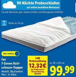 Lidl fan 7-Zonen Kaltschaum-Topper Angebot