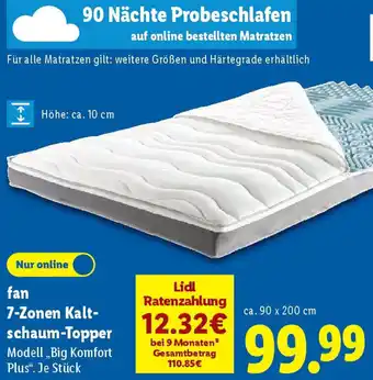 Lidl fan 7-Zonen Kaltschaum-Topper Angebot