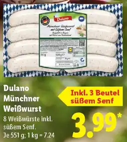 Lidl Dulano Münchner Weißwurst Angebot