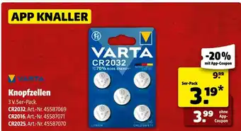 Hagebau Varta knopfzellen cr2032 Angebot