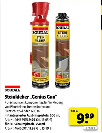 Hagebau Soudal steinkleber genius gun mit integrierter ausbringpistole Angebot