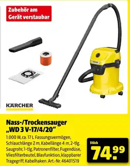 Hagebau Kärcher nass-/trockensauger wd 3 v-17/4/20 Angebot