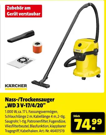 Hagebau Kärcher nass-/trockensauger wd 3 v-17/4/20 Angebot