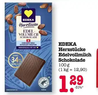 E-Center Edeka herzstücke edelvollmilch schokolade Angebot