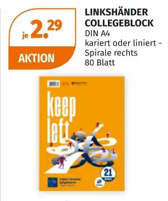 Müller Linkshänder collegeblock Angebot
