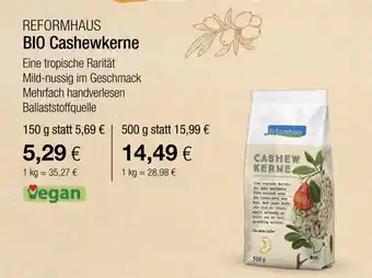 Vitalia Reformhaus bio cashewkerne Angebot