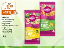 Müller Davert bio noodle cup thailändisch oder brokkoli-­käse-sauce Angebot