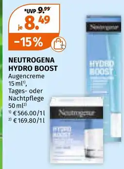 Müller Neutrogena hydro boost augencreme, tages- oder nachtpflege Angebot