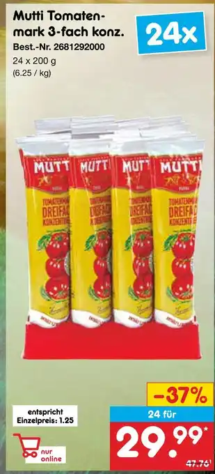 Netto Marken-Discount Mutti tomatenmark 3-fach konz Angebot