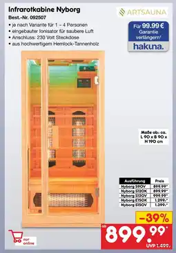 Netto Marken-Discount Artsauna infrarotkabine nyborg s90v Angebot