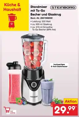Netto Marken-Discount Steinborg standmixer mit to-go becher und glaskrug Angebot