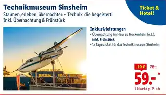 Lidl Technikmuseum sinsheim - übernachtung & frühstück Angebot