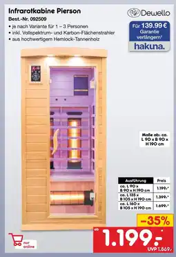 Netto Marken-Discount Dewello infrarotkabine pierson Angebot