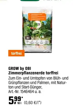 OBI Grow by obi zimmerpflanzenerde torffrei Angebot