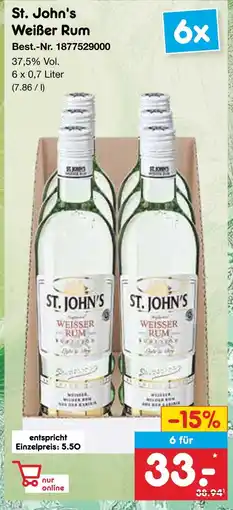 Netto Marken-Discount St. john's weißer rum Angebot