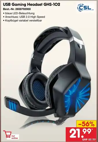 Netto Marken-Discount CSL USB Gaming Headset GHS-102 Angebot