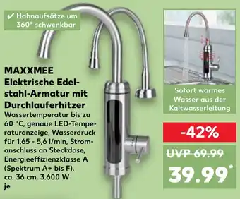 Kaufland MAXXMEE Elektrische Edelstahl-Armatur mit Durchlauferhitzer Angebot