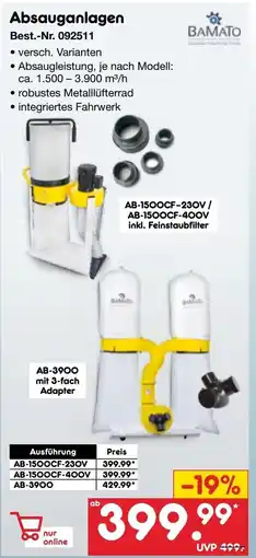 Netto Marken-Discount BAMATO Absauganlagen Angebot