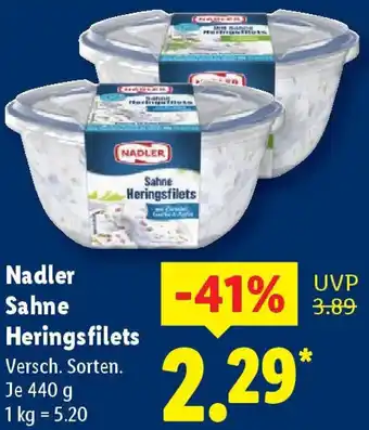 Lidl Nadler Sahne Heringsfilets Angebot