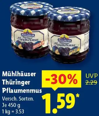 Lidl Mühlhäuser Thüringer Pflaumenmus Angebot