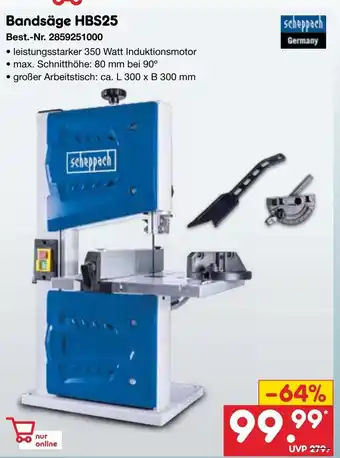 Netto Marken-Discount scheppach Bandsäge HBS25 Angebot