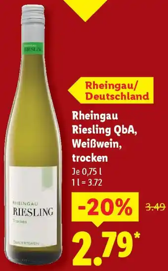 Lidl Rheingau Riesling QbA, Weißwein, trocken Angebot