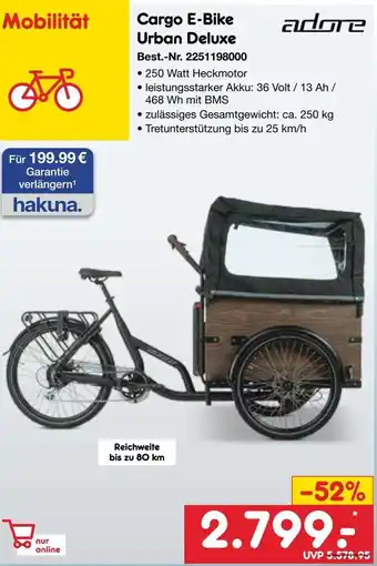 Netto Marken-Discount adore Cargo E-Bike Urban Deluxe Angebot