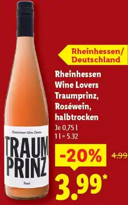 Lidl Rheinhessen Wine Lovers Traumprinz, Roséwein, halbtrocken Angebot
