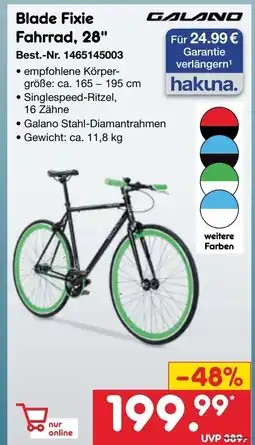 Netto Marken-Discount GALANO Blade Fixie Fahrrad, 28" Angebot