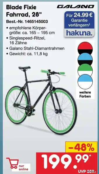 Netto Marken-Discount GALANO Blade Fixie Fahrrad, 28" Angebot