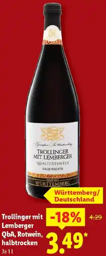 Lidl Trollinger mit Lemberger QbA, Rotwein, halbtrocken Angebot